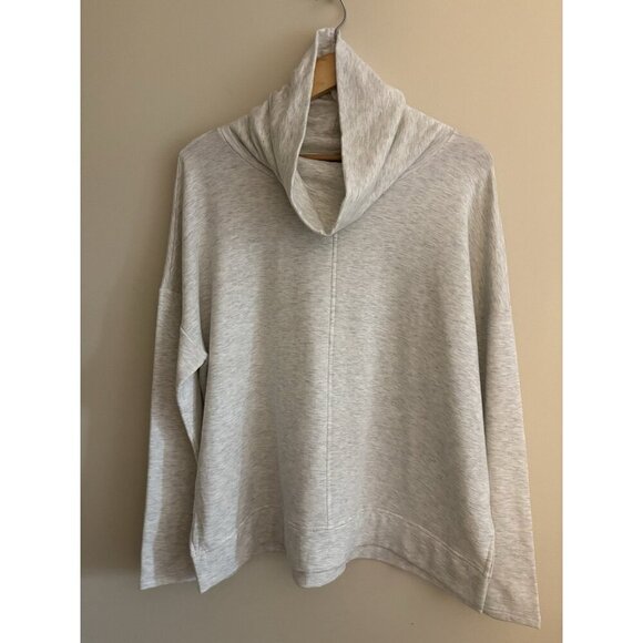 Banana Republic Womens Light Gray Cloud Terry Cropped Funnel NeckTop-Size XL - Picture 1 of 10
